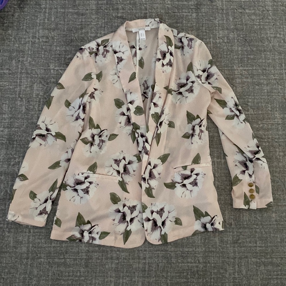 Streetwear Society Floral Blazer - Cream and Green